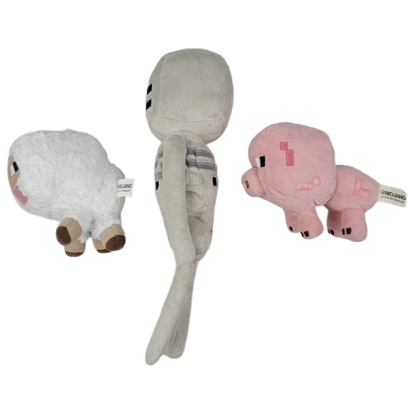 Minecraft Plush Set - Skeleton Jinx, Sheep & Pink Pig - Mojang - Picture 2 of 8